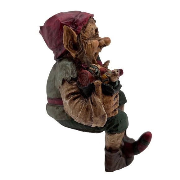 Whimsical Elf Santa Stocking Holder Christmas Decoration With Candy Cane & Gift - Picture 5 of 10